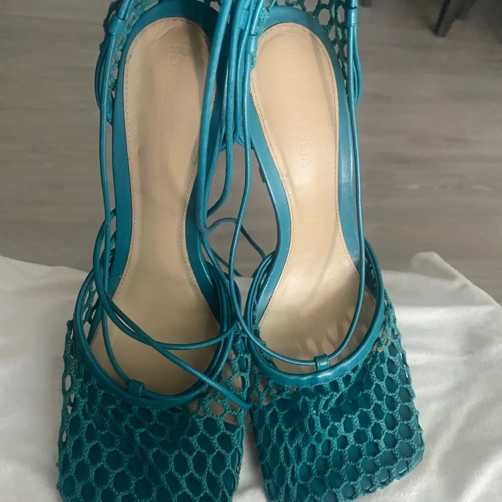 Bottega Veneta Teal Strappy Heels - Picture 6 of 7